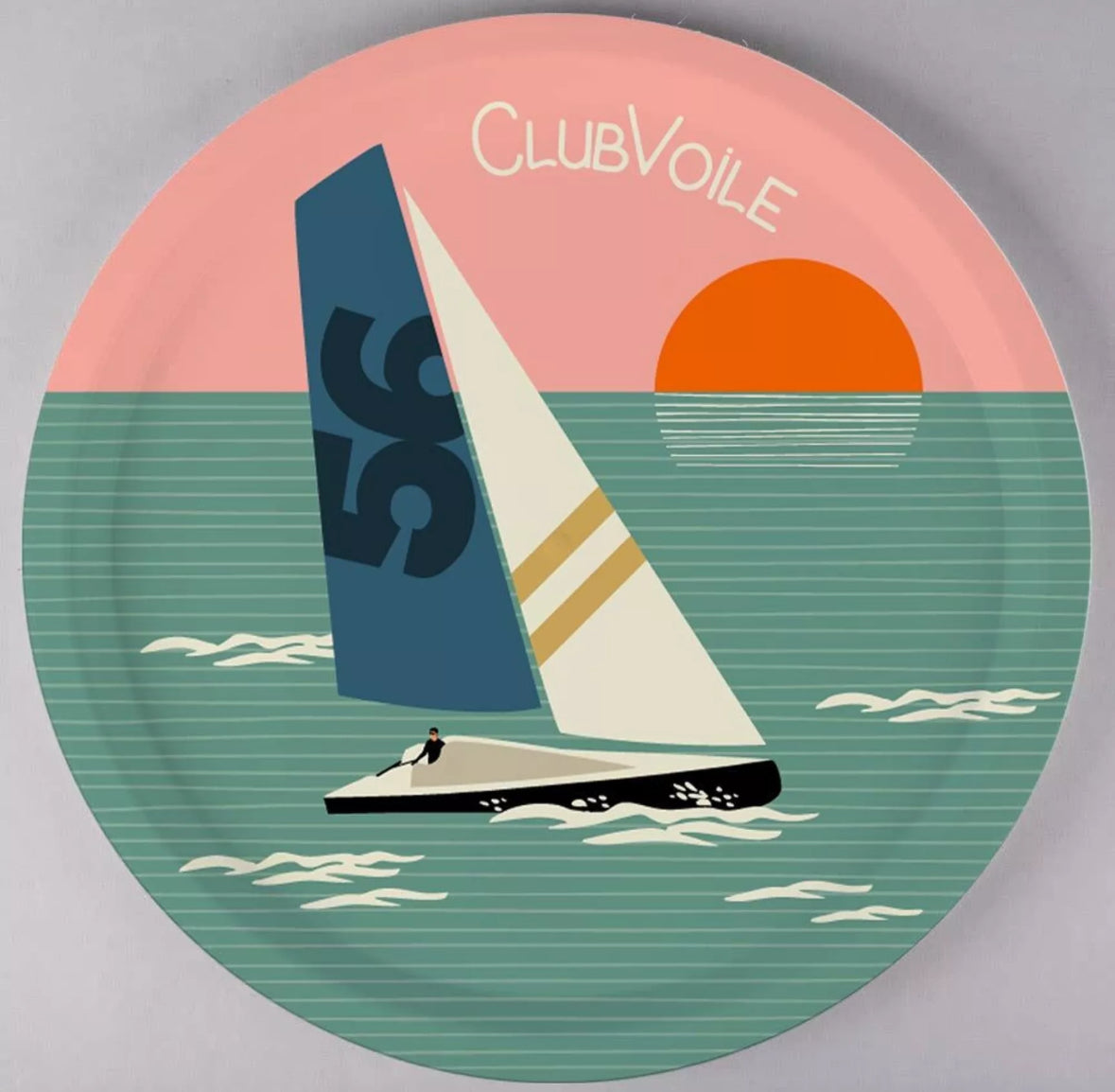 Plateau rond en Bois - CLUB VOILE