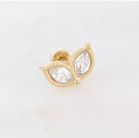 Piercing Billy - double cristal et effet feuillage