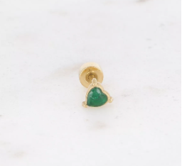 Piercing - coeur en cristal vert