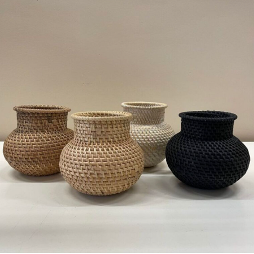 Mini Vase rotin- noir