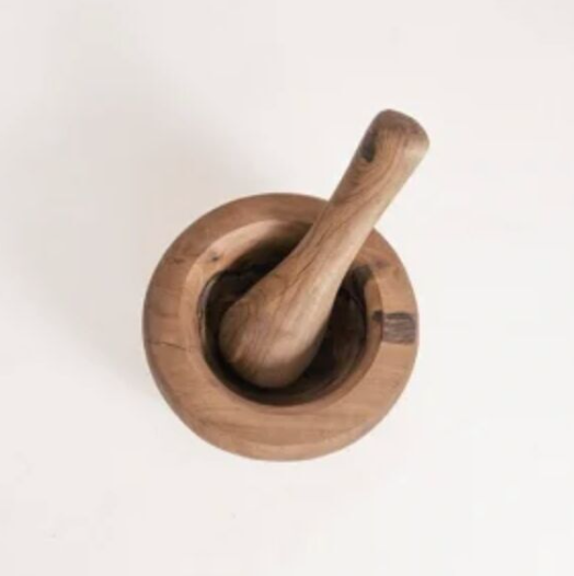 Mortier et pilon en bois d'olivier