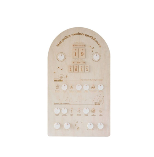 Tableau d'apprentissage en bois - Mes petites routines