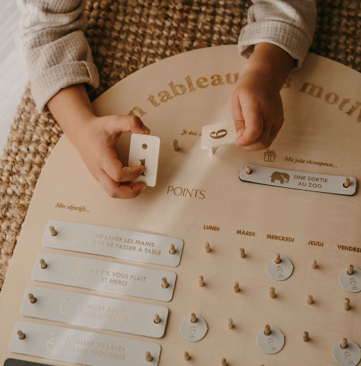 Tableau d'apprentissage en bois - Mes motivations