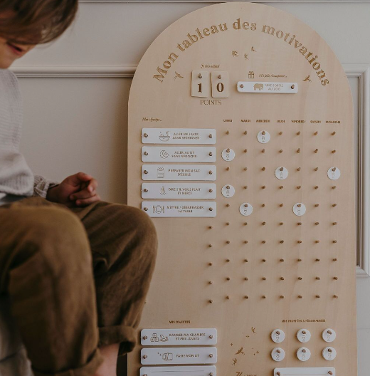 Tableau d'apprentissage en bois - Mes motivations
