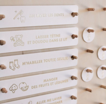 Tableau d'apprentissage en bois - Mes motivations