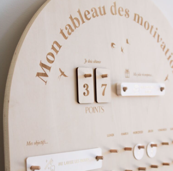 Tableau d'apprentissage en bois - Mes motivations