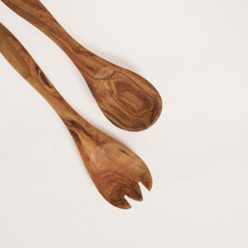 Couverts à salade en bois d'olivier