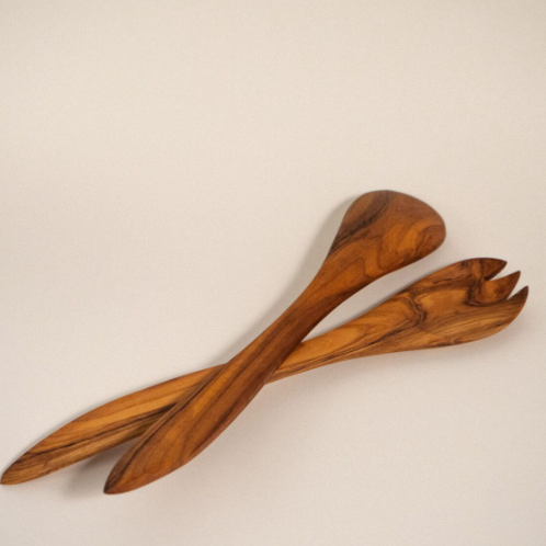 Couverts à salade en bois d'olivier