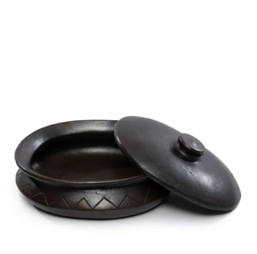 Pot Ovale Brûlé Avec Motif - Noir