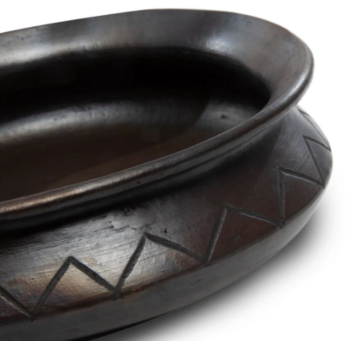 Pot Ovale Brûlé Avec Motif - Noir