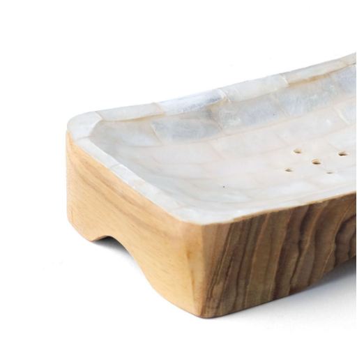 Porte-savon en nacre et bois