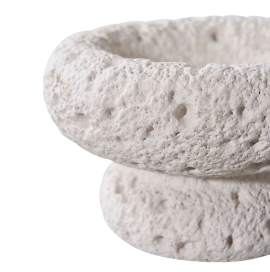 Bougeoir, ciment, blanc