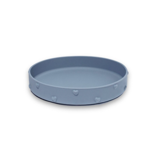 Assiette en silicone avec ventouse gris perle