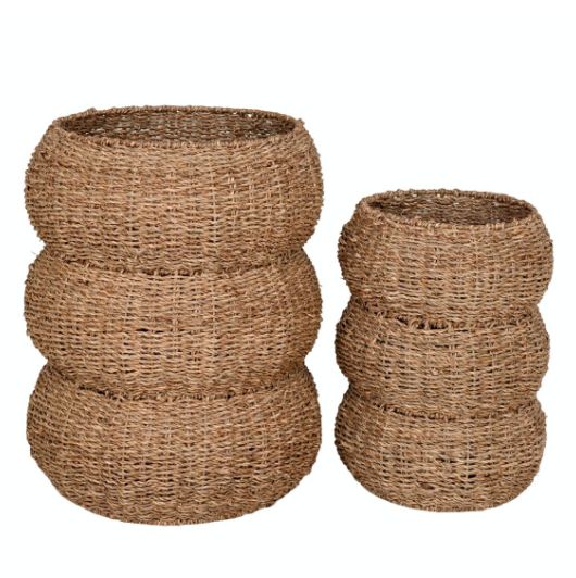 Paniers en jonc de mer, nature, ronds