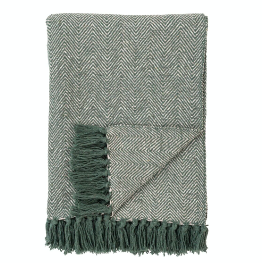 Plaid en coton design vert et blanc