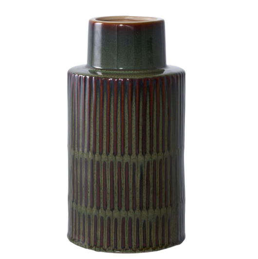 Vase, céramique, vert/marron