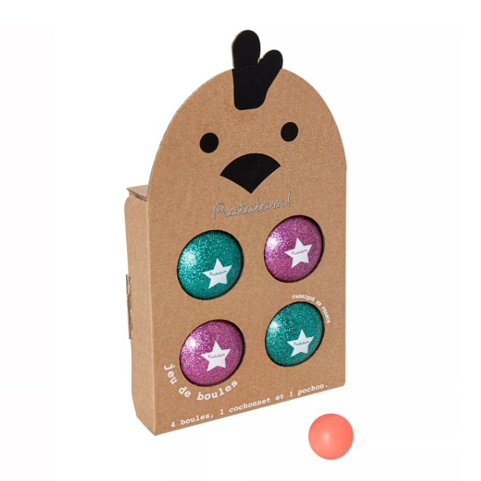 Jeux de boules/ pétanques à paillettes rose&vert