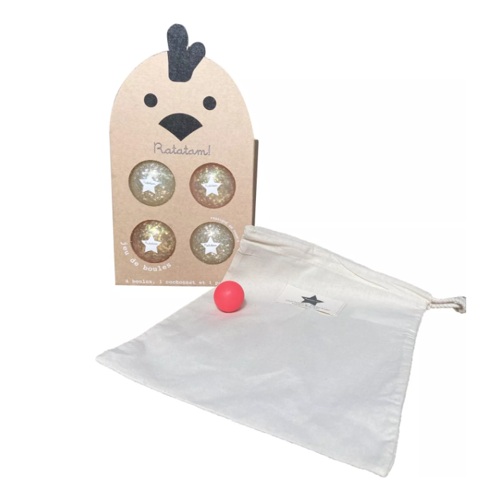 Jeux de boules/ pétanques à paillettes argent&rose