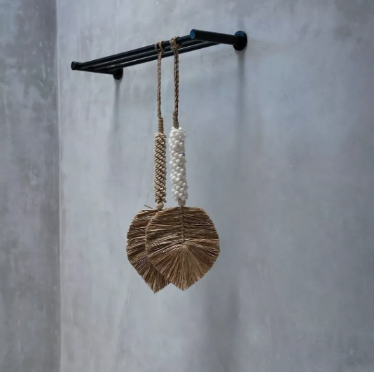 Le pompon coquillage raphia - crème naturel