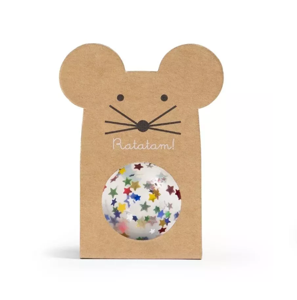 Balle rebondissante souris à étoiles 43mm