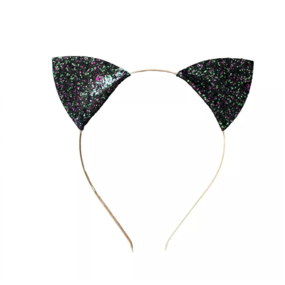Serre tête oreille de chat à paillettes Noir