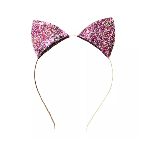 Serre tête oreille de chat à paillettes Rose multicolor