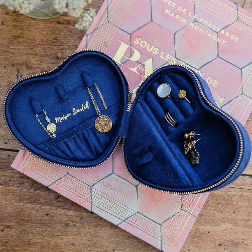 Boîte à bijoux de voyage Céleste en velours