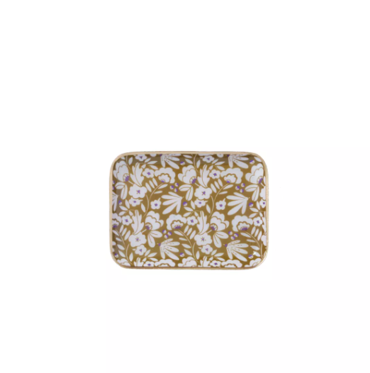 Plateau bohème chic à fleurs en métal émaillé Iris Curry