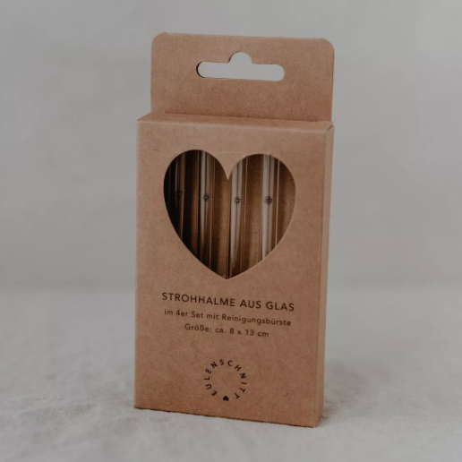 Pailles d'été noir en verre 13cm en lot de 4