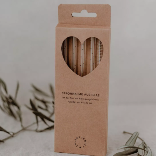 Pailles en verre points noirs 20cm par lot de 4