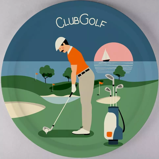 Plateau rond en Bois - CLUB GOLF