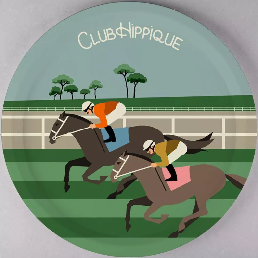 Plateau rond en Bois - CLUB HIPPIQUE