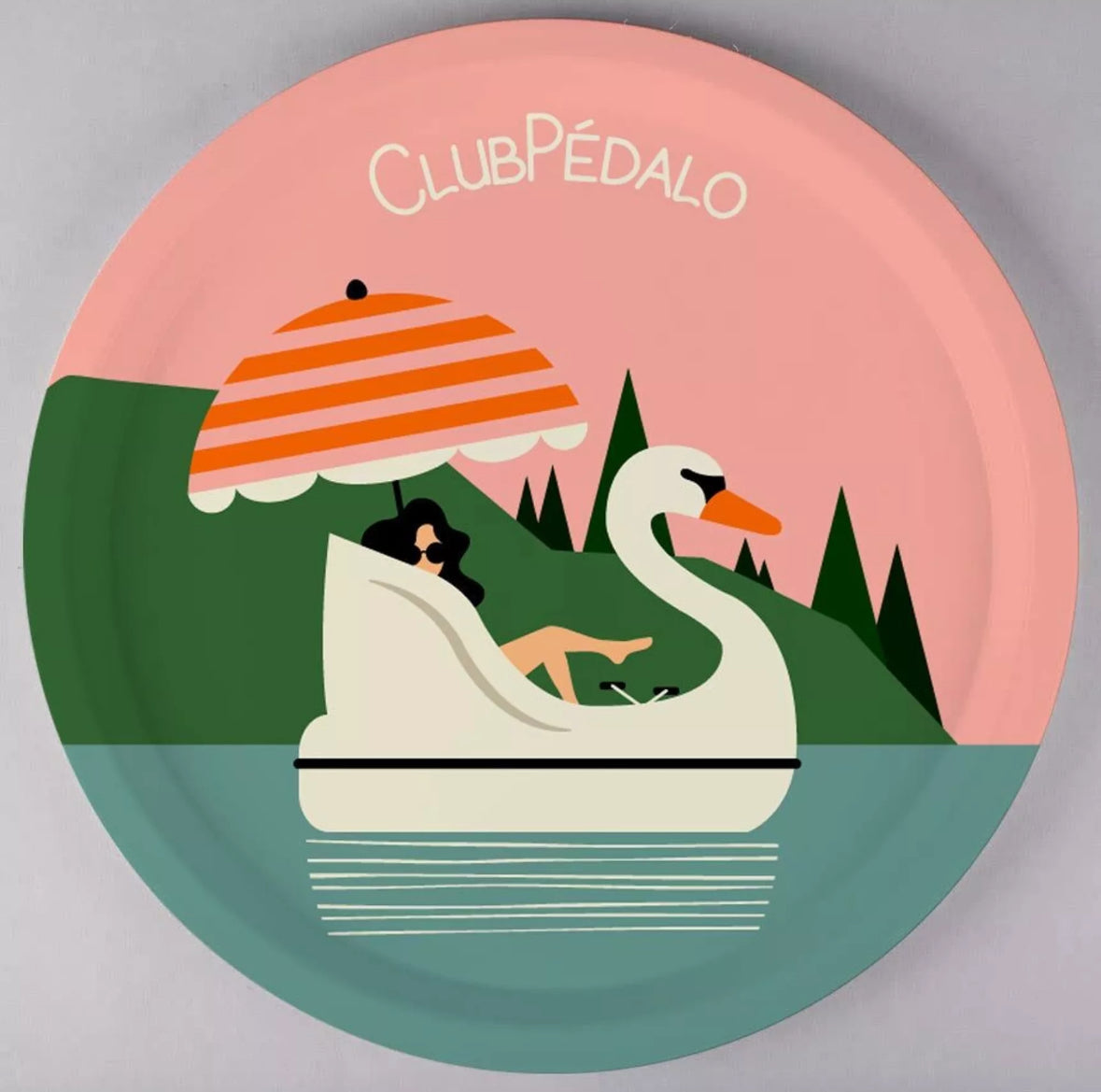 Plateau rond en Bois - CLUB PÉDALO