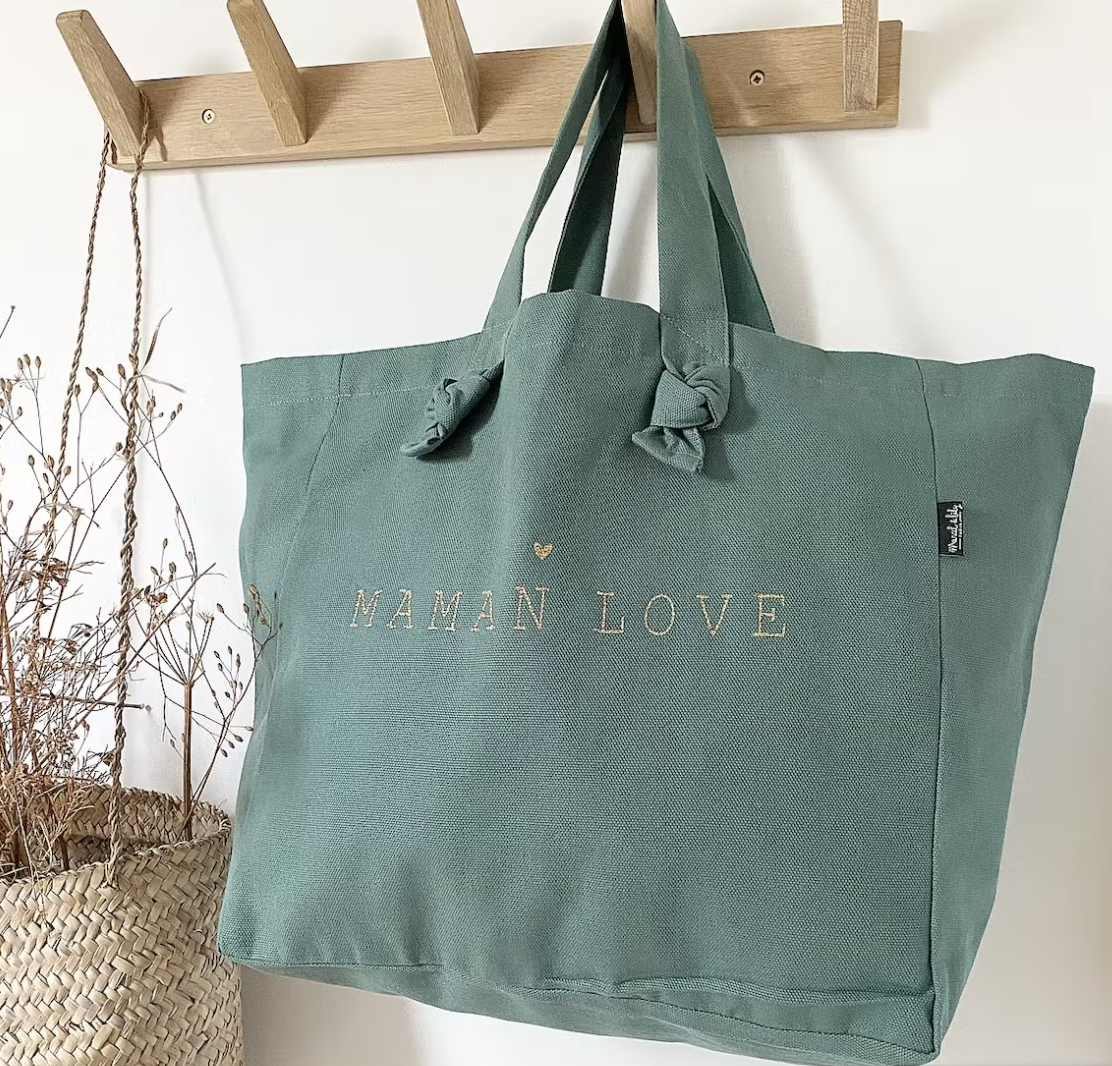 Cabas Lily eucalyptus " Maman Love"