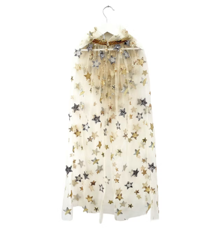 Cape brodée de sequins or et argent