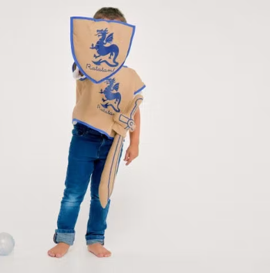Chevalier beige et bleu roi en coton