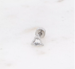 Piercing - coeur en cristal argenté