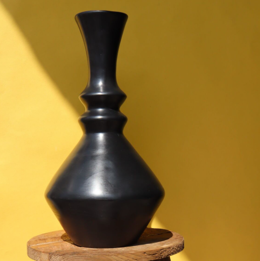 Vase Géométrique Céramique - Artisanal Noir