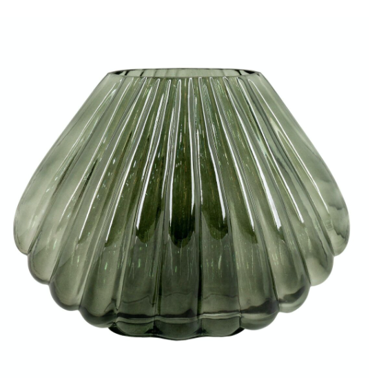 Vase en verre soufflé à la bouche, vert