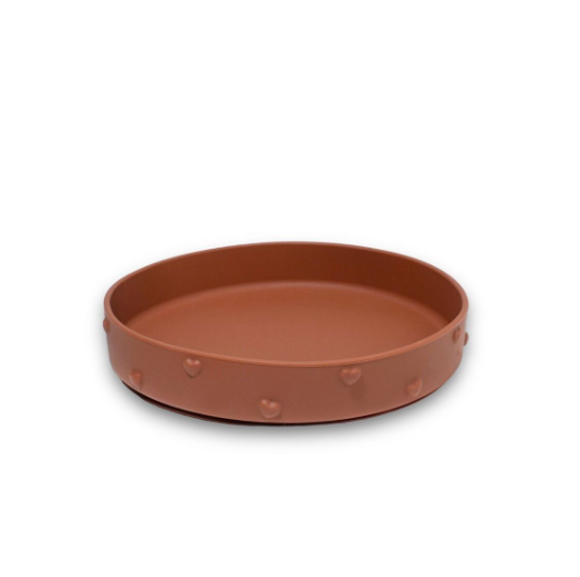 Assiette en silicone avec ventouse terracota