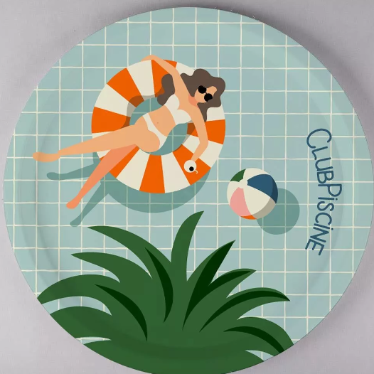 Plateau rond en Bois - CLUB PISCINE