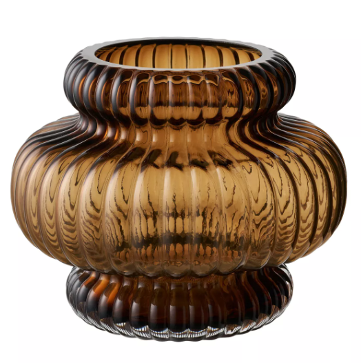 Vase en verre soufflé brun fumé
