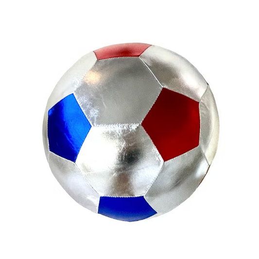 Ballon foot en tissus bleu blanc et rouge